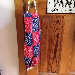 Plastic bag holder grocery dispenser Cotton Reusable Washable Mid Century Modern
